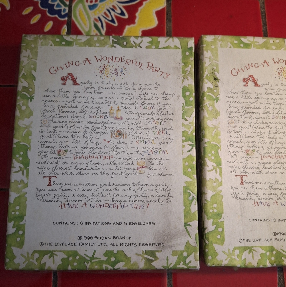 Susan Branch Vntg You're Invited 16 Party Invitations & Envelopes Vntg 1996 NEW - Picture 8 of 10